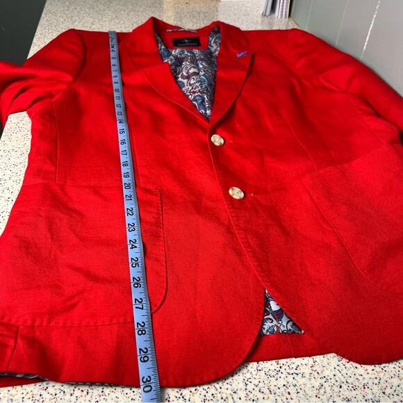 Taylorbyrd Signature Solid Red Linen Sport Coat Men’s Size 42R Summer Americana - Picture 9 of 9
